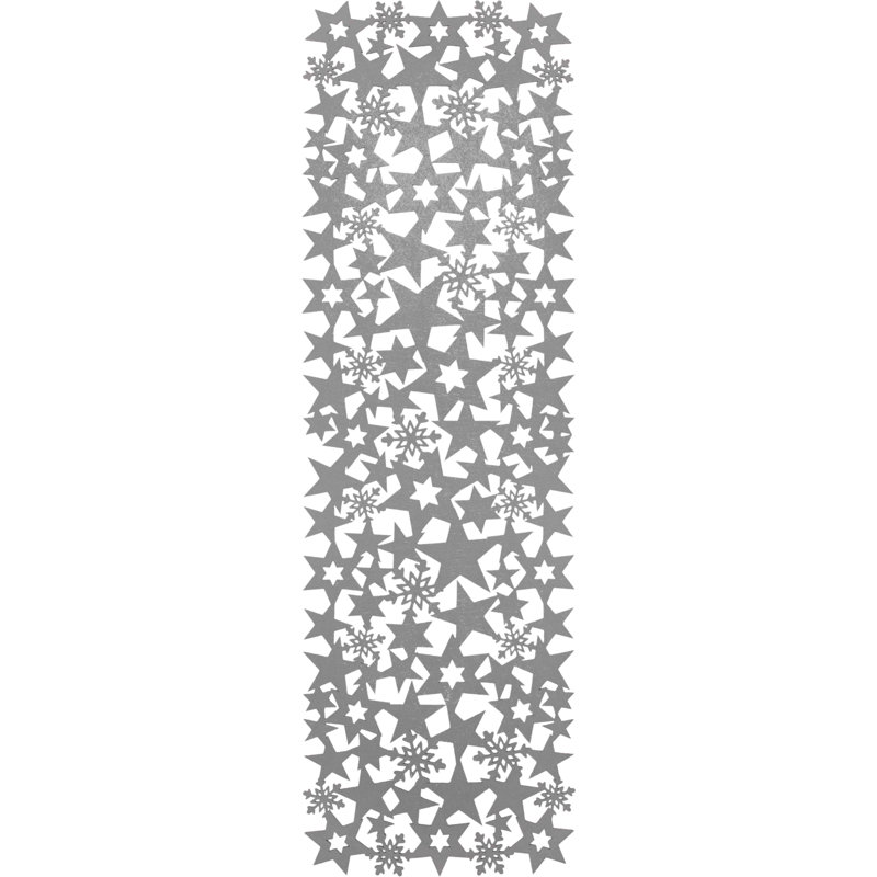 Rectangular Felt Table Runner with Openwork Star and Snowflake Design, Grey