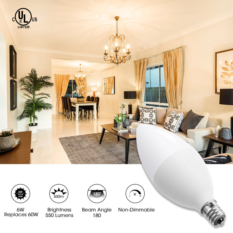 8 Watt LED Non-Dimmable Light Bulb E12/Candelabra
