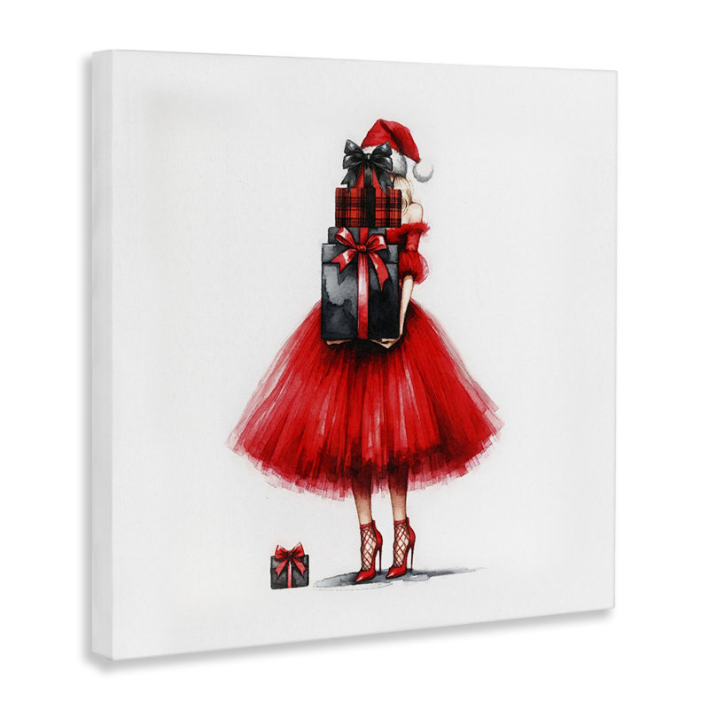 Chic Christmas Gal Canvas Wall Art by Amanda Greenwood, 17" H x 17" W