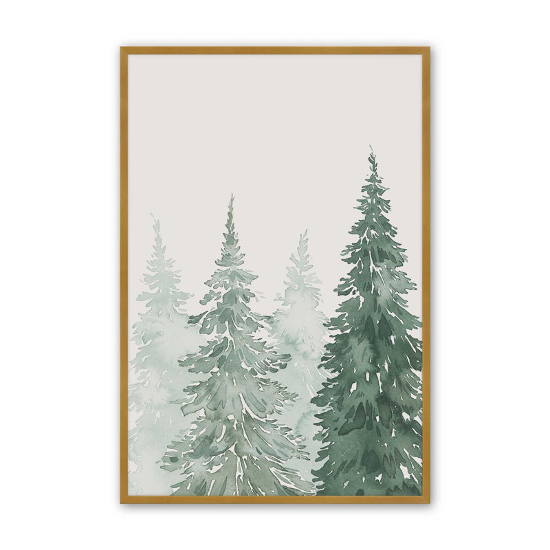 Whispering Spruce Shadows I Print dans un cadre, H 21,25 po x l 17,25 po, Cadre d'angle ouvert en or poli