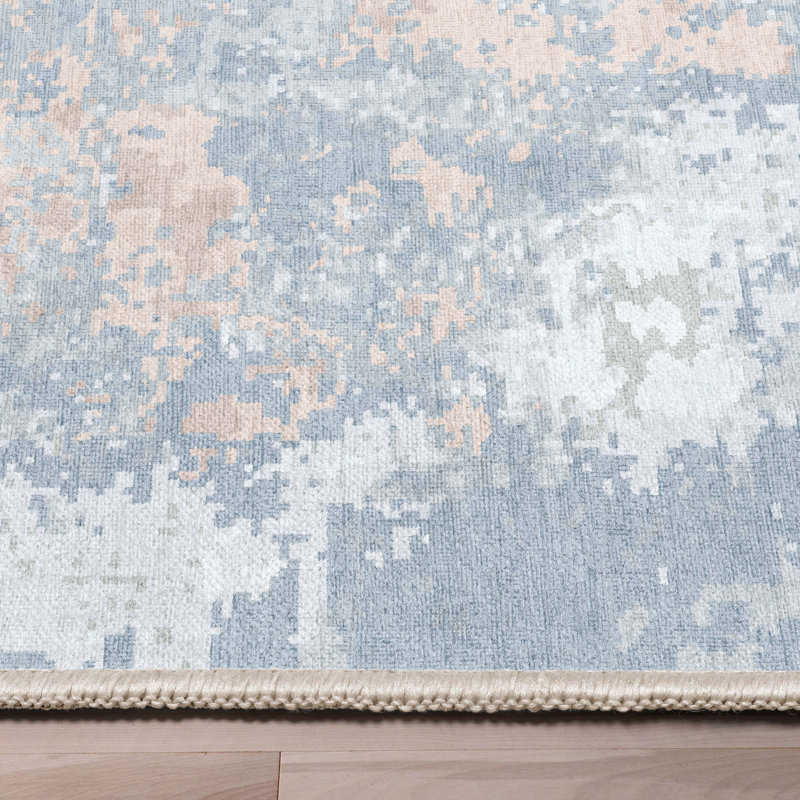 Tapis corail bleu Nuzzo, Rectangle 9 pi 10 po x 13 pi