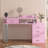 Manicure Nail Table For Nail Tech With Visible Display Desktop, Nail Workstation With Dust Collector, Wrist Cushion And 4 Large Drawers, Pink