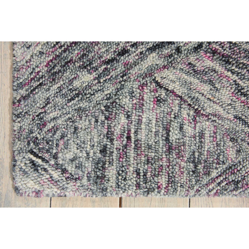 Tapis gris fait à la main Jodie, Rectangle 5 pi x 7 pi 6 po