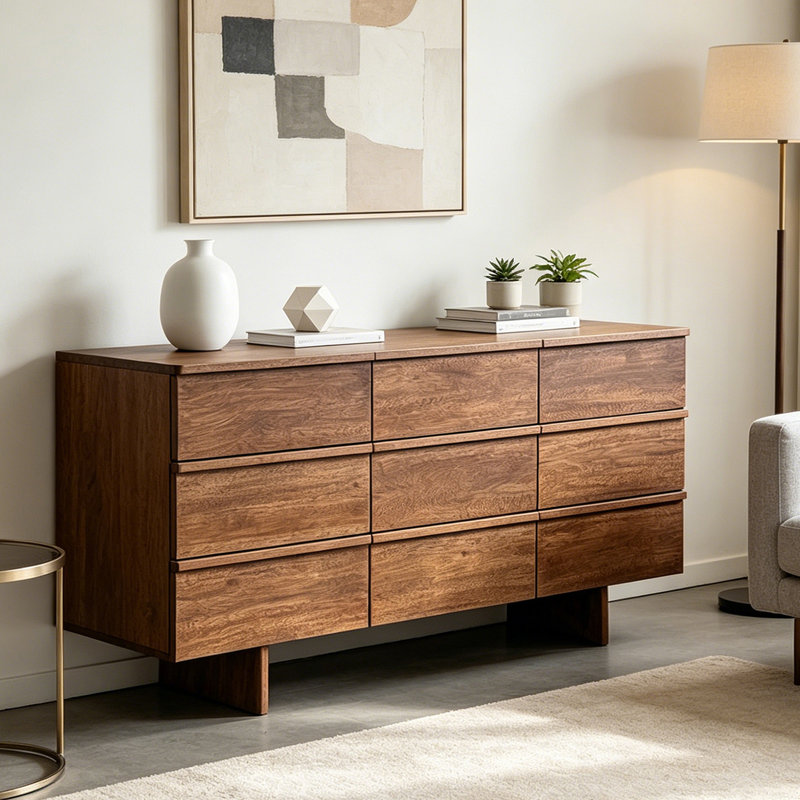 Armoire d'entrée Mid-Century, H 37,4 po x l 63 po x P 17,7 po