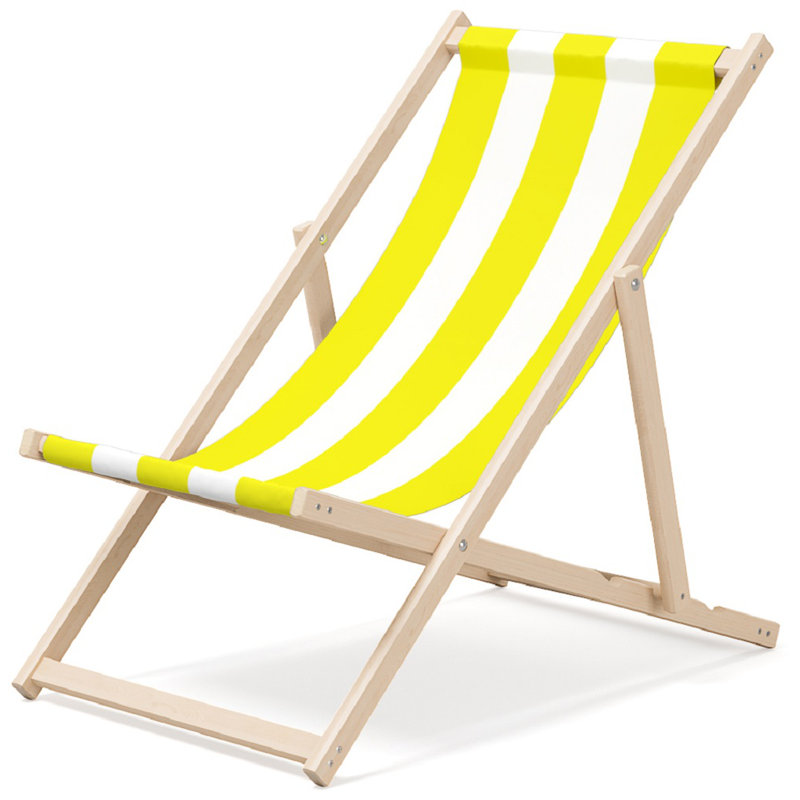 Delcenia Reclining Deck Chair, White/Yellow