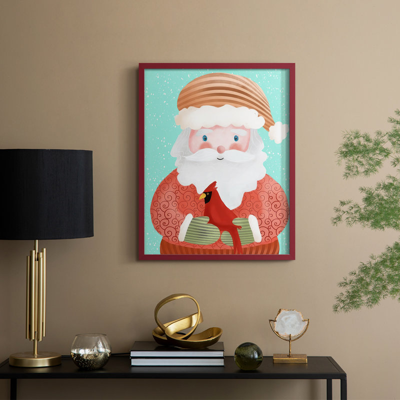 Santa Pack I, reproduction encadrée - bois massif, H 11 po x l 9 po, Rouge