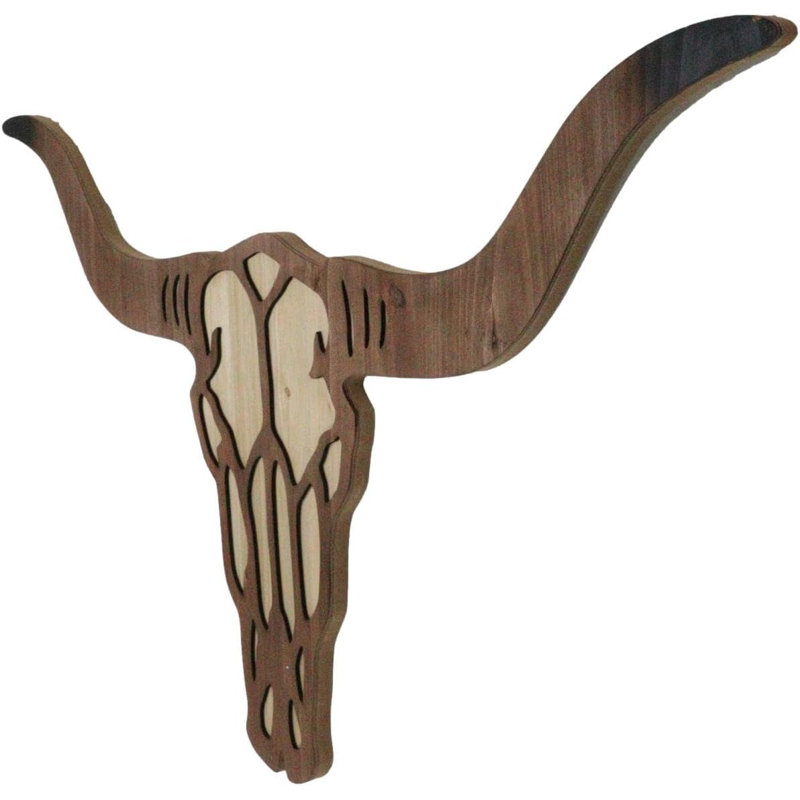 Plaque murale décorative en crâne de vache en bois rustique Western L 29,25 po