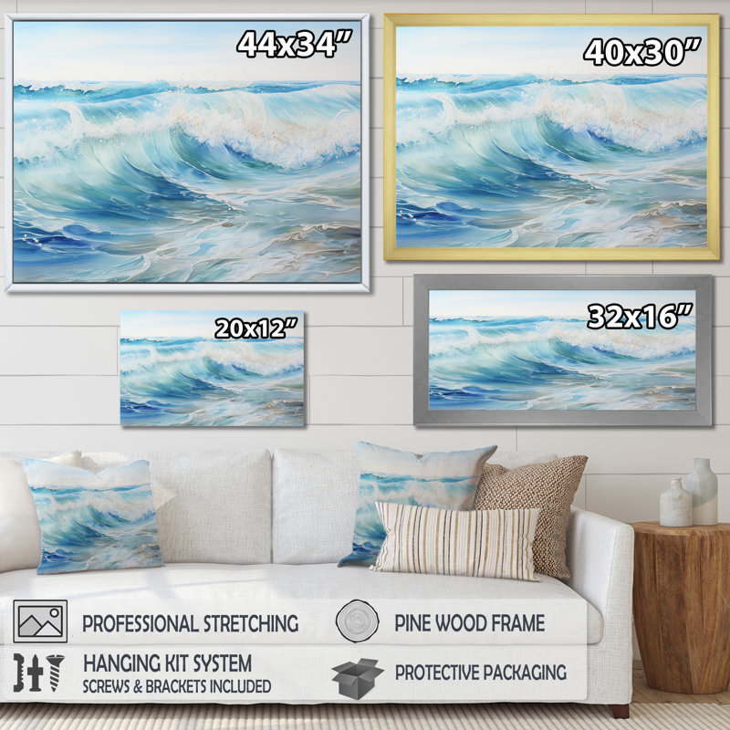 Ocean Charm III, impression sur toile, Cadre simple noir, H 24 po x l 32 po x P 1 po