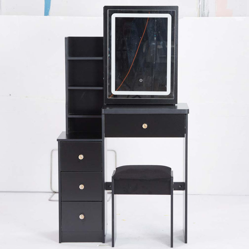 29.2" Small Size Vanity Table + Cushioned Stool