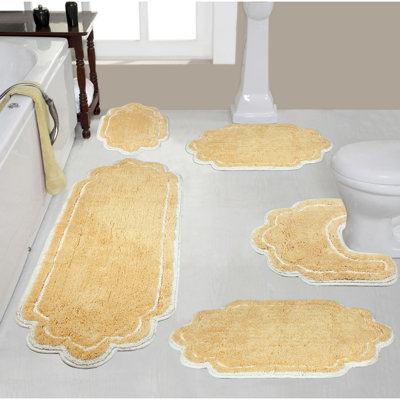 Tapis pour salle de bain 100% coton Allure - lavable à la machine, séchage rapide, absorbant - ensemble de 5 pièces