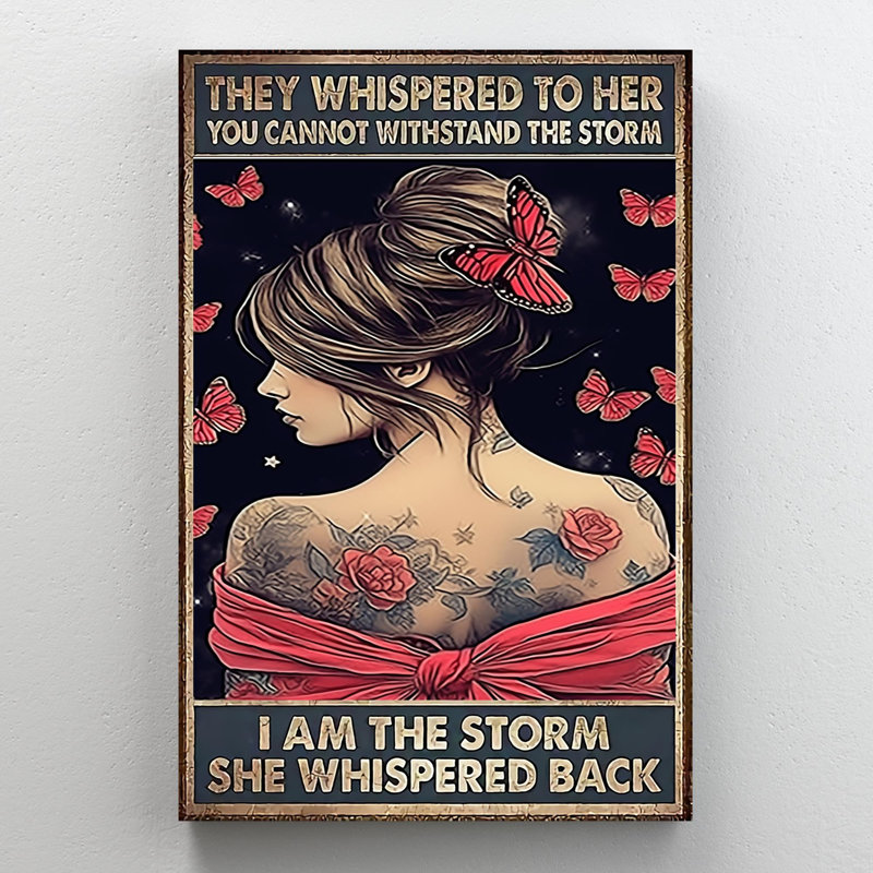 «Woman Butterfly I Am The Storm 1», impression sur toile, H 20 po x l 16 po x P 1,25 po