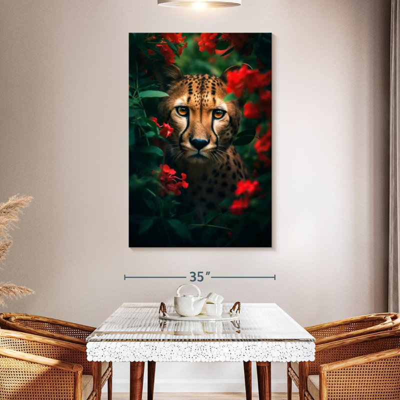Brampt Cheetah Flowers I, 36" H x 24" W