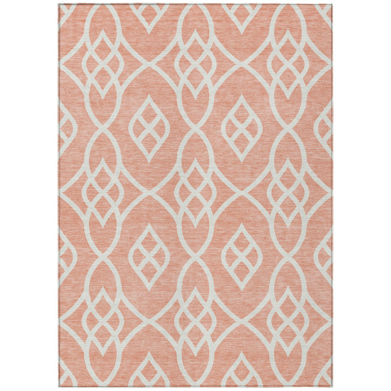 Tapis intérieur lavable 10 pi x 14 pi saumon et ivoire