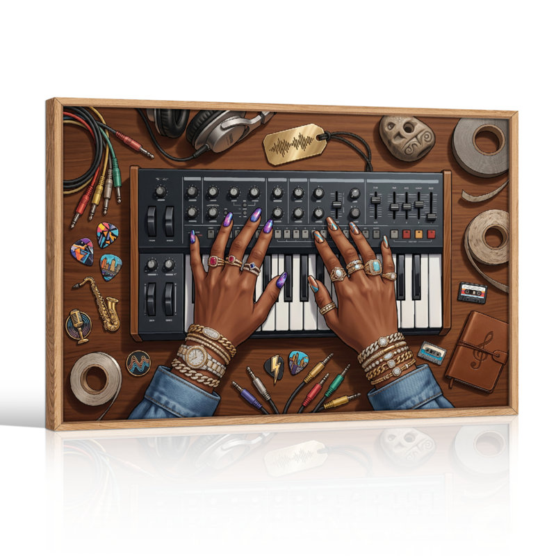 Ensemble de 1 toile murale pour studio de musique, 24"H x36"W, Natural