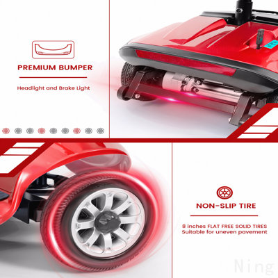 Folding Mobility Scooter For Adult - Heinsy Powered Mobility Scooter All Terrain Motorized Scooter Collapsible With 350w Motor, 12v20ah Dual Lead-Acid Batteries, Ideal For Elderly, Seniors, And Adults