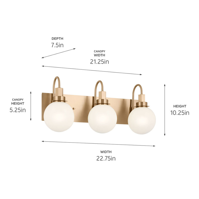 Annazette 3 - Light Dimmable Vanity Light, Champagne Bronze