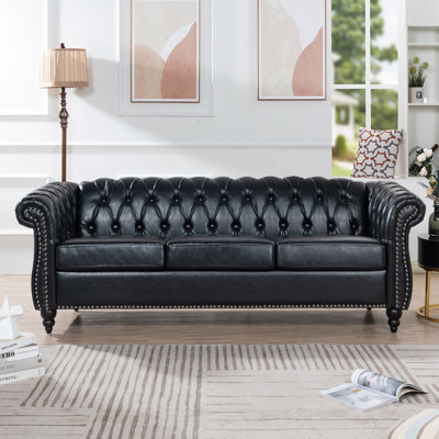 Arlen 84.65'' Faux Leather Rolled Arm Sofa -  Alcott HillÂ®, 1BEC9C85EB46402AB84158CD35AFE335