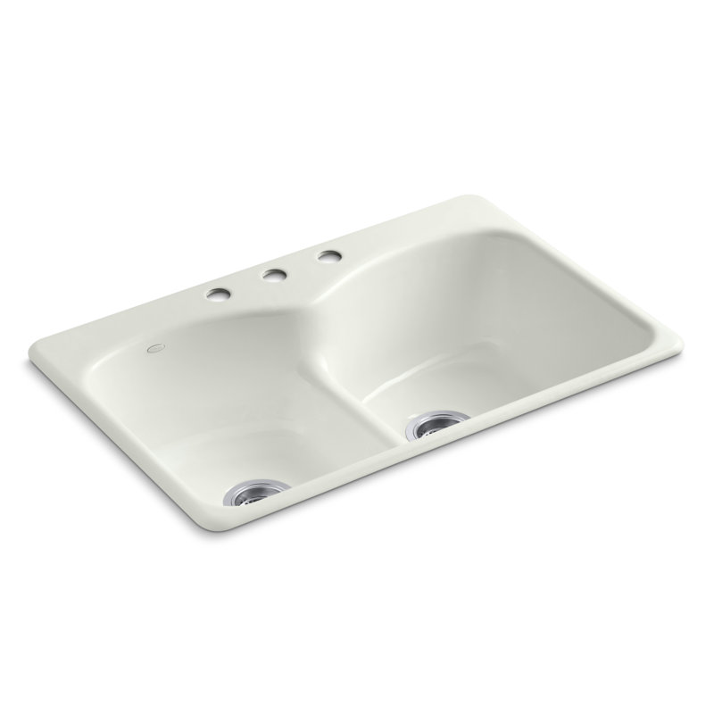 Langlade® 33" L x 22" W Drop-In Kitchen Sink, Basalt, 3 Hole