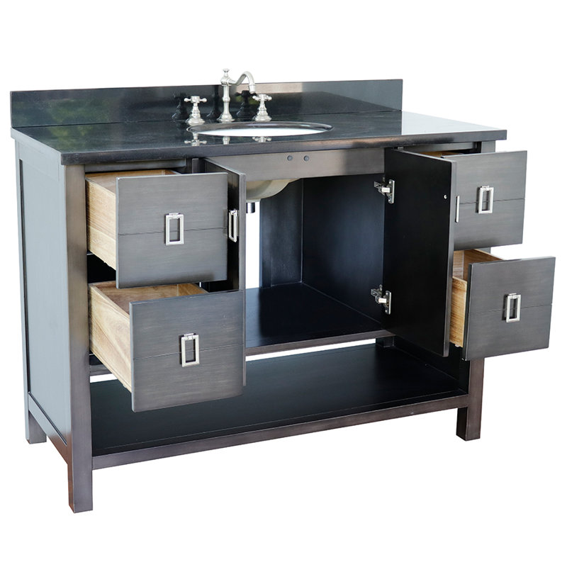 Wilhoit 49'' Single Bathroom Vanity with Top, Silvery Brown/Black Galaxy