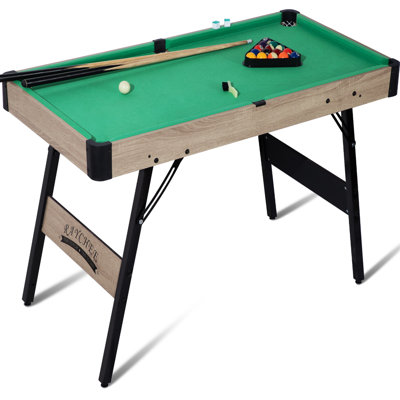 Portable Pool Table 48" Portable Pool Table, Foldable Billiard Table with 2 Cue Sticks, Balls, Triangle, Chalk, Brush