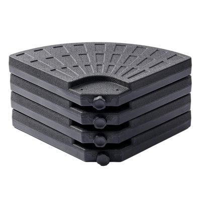 Wetumka 4-Piece Fillable Umbrella Base Stand W/Carry Handles, Round Patio Umbrella Base Stand, Base Connector Hooks, UV Stability
