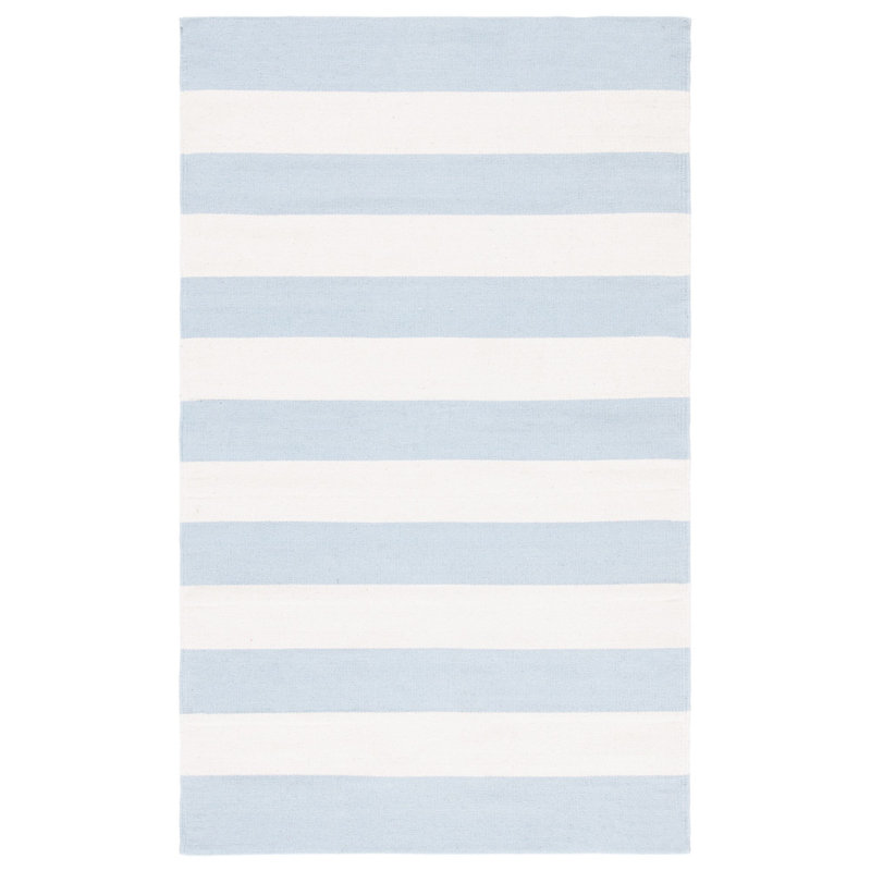 Tapis rayé bleu ciel / ivoire Brookvale, Rectangle 12 pi x 15 pi