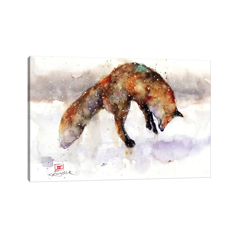 Jumping Fox by Dean Crouser - Painting on Canvas, 66.04 cm H x 45.72 cm W x 3.175 cm D, Wrapped Canvas