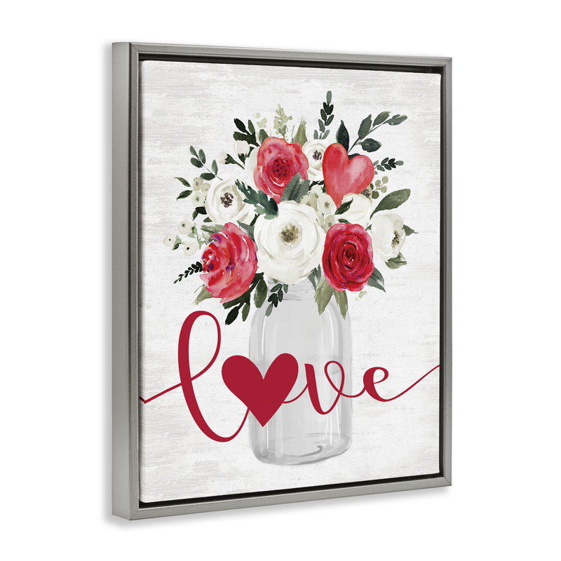 Cadre flottant Love & Hearts, Cadre flottant gris lustré, H 31 po x l 25 po