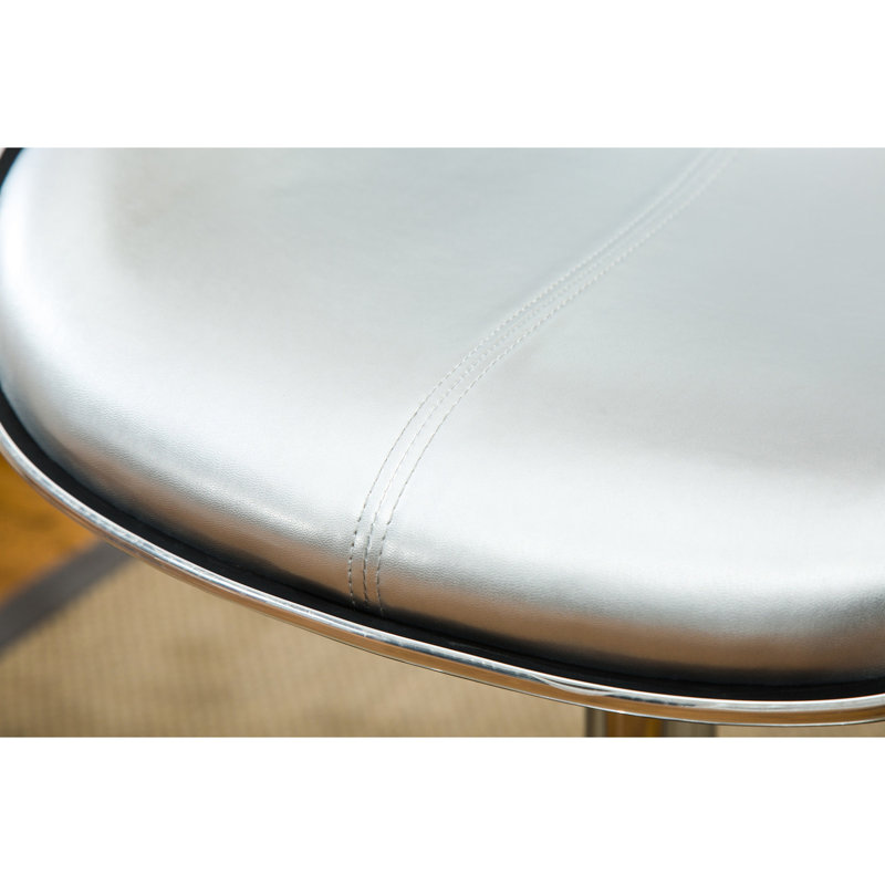 Siège en similicuir avec coussin à 2 bases argentées de 2 po, hauteur ajustable de 34 po à 42,5 po, l 17,75 po x P 21,25 po, pivotant sur 360 degrés et réglable en argent de 2 po