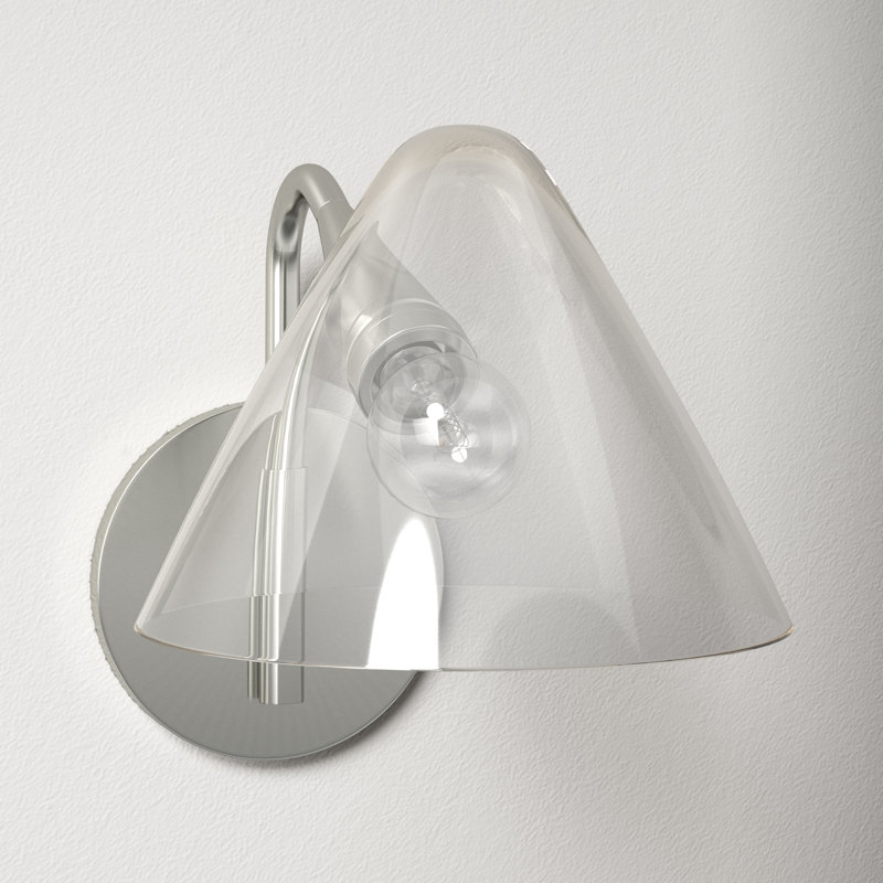 Polished Nickel Clear Glass Dimmable Single Light Sconce