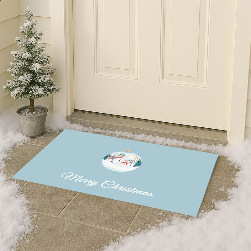 Paillasson Merry Christmas, Bleu glacier, L 17 po x L 24 po