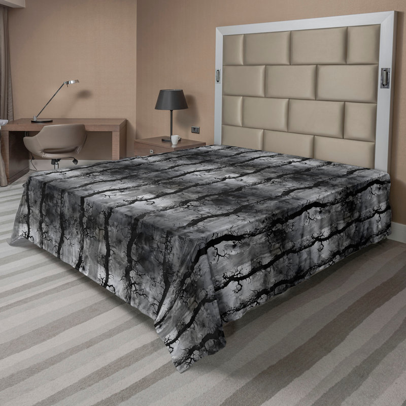 Drap plat moderne de style bohème Ambesonne, Gris foncé / noir / motif abstrait gris pâle