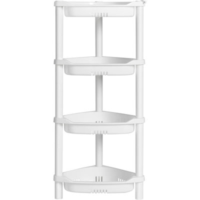 Étagère de rangement à 4 niveaux pour panier de douche - Blanc - Support de douche en plastique antirouille pour salle de bain, baignoire et bac de douche