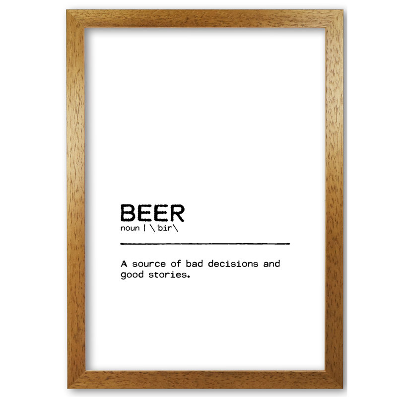 Beer Stories - Print, Honey Oak Frame, 60 cm H x 42 cm W x 5 cm D