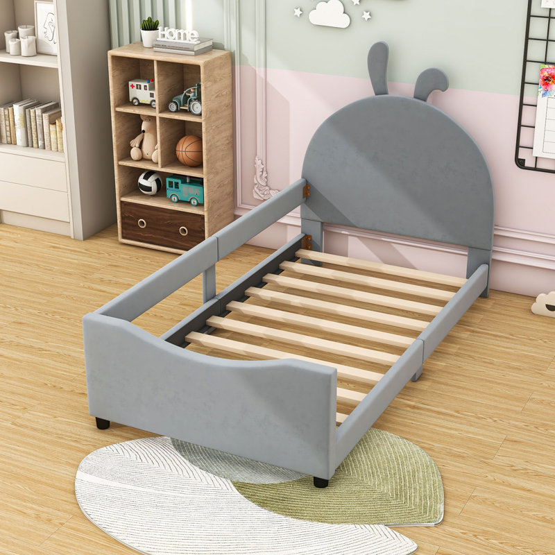 Lit plateforme tapissier Allinah, gris