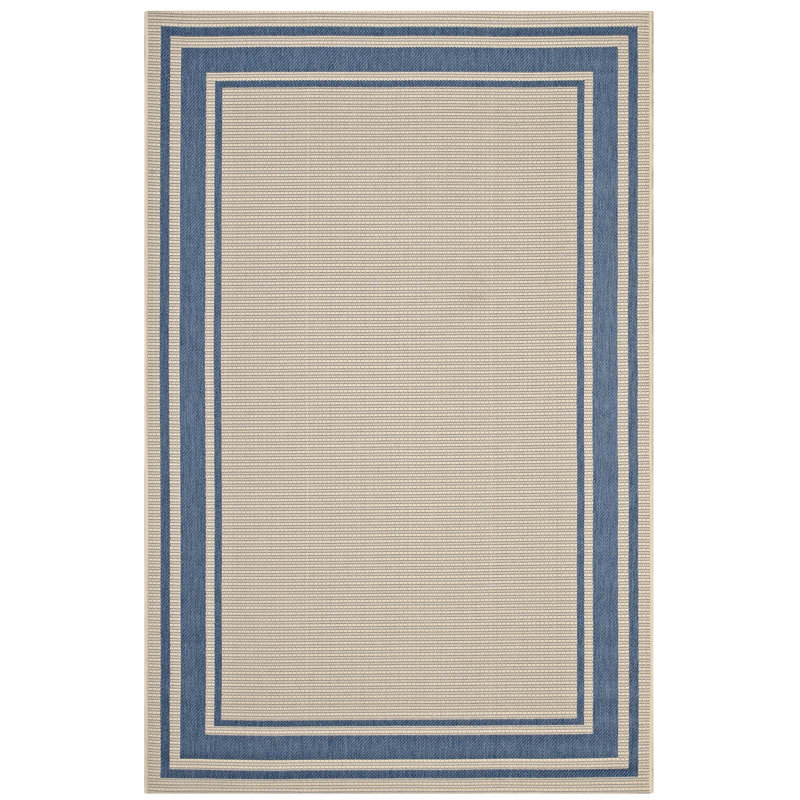 Tapis intérieur / extérieur bleu / beige, Rectangle de 5 pi x 8 pi