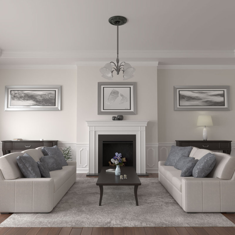 Médaillon de plafond H 2 1/2 po x l 23 3/8 po x P 2 1/2 po Granada, Tortue peinte craquelé, H 19 po x l 19 po x P 2,5 po