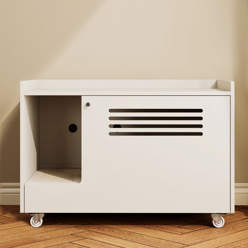 Versatile Wooden Pet House with Hidden Litter Box and Multiple Functions for Living Spaces