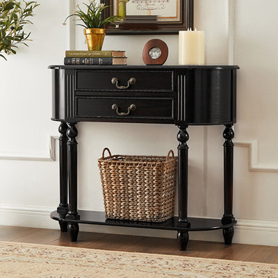 Console noire en bois massif