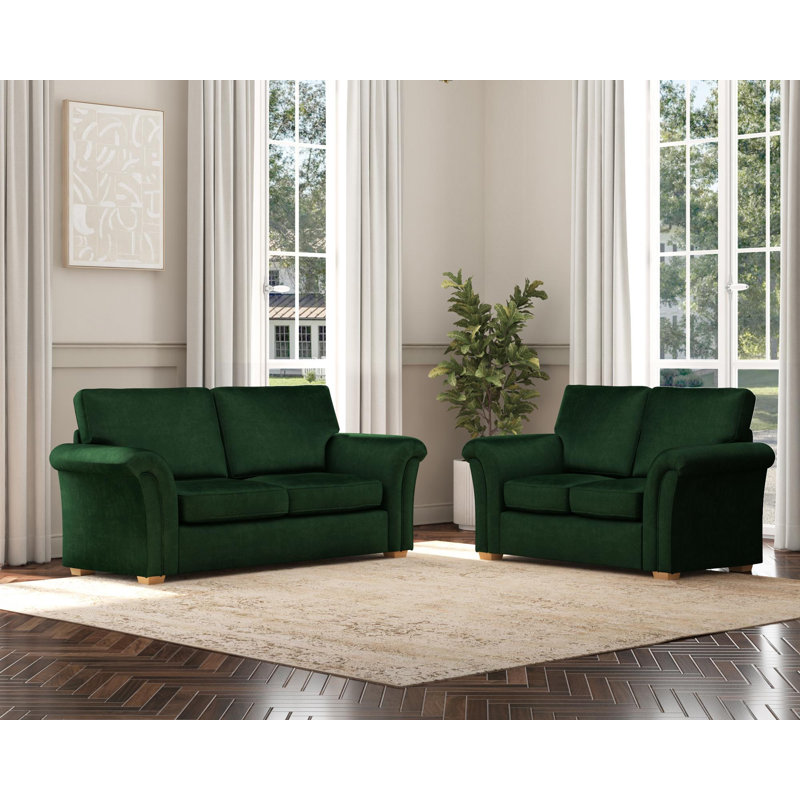 Castleacre Three Seater and Two Seater, Fixed Back, Forest Green