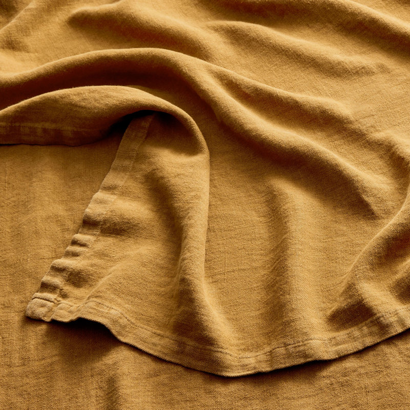 Rainy Linen Throw in Charcoal, Mustard
