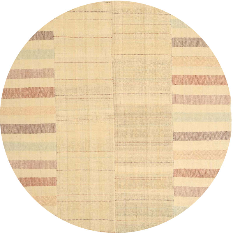Tapis brun/vert ciel contemporain, Rond 4 pi