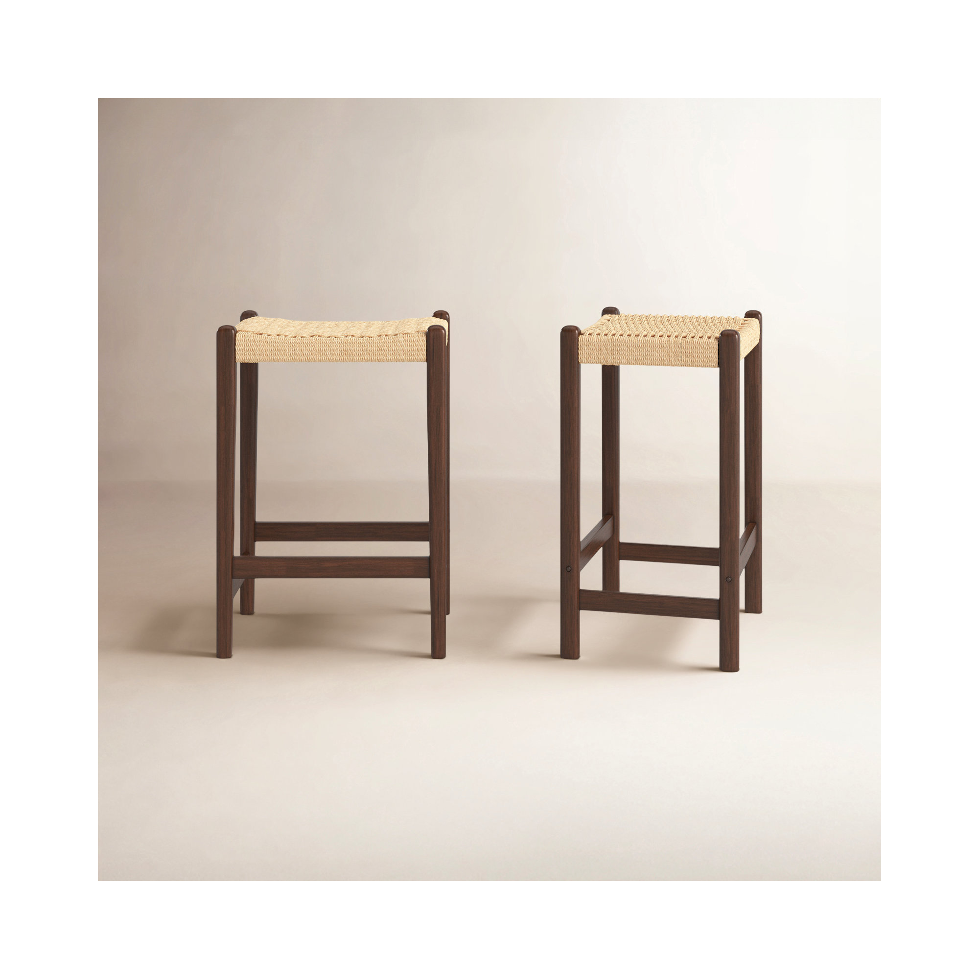 Piper 26" Counter Stool, Natural/Walnut