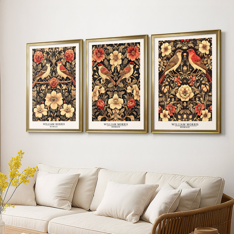 Série sur toile encadrée personnalisée - 3 pièces, H 19 po x l 27 po, Doré