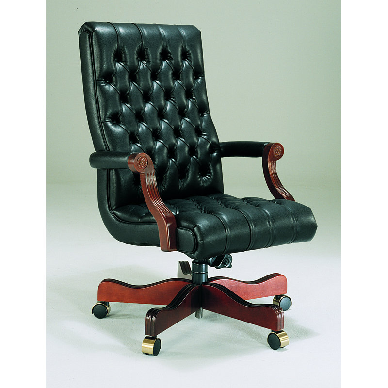 Executive Chair, Included, Walnut, Black