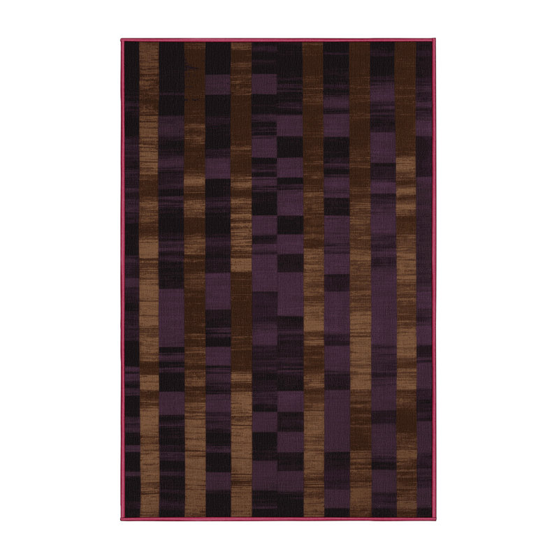 Machine Washable Checkered Brown Area Rug, Rectangle 3' x 5'