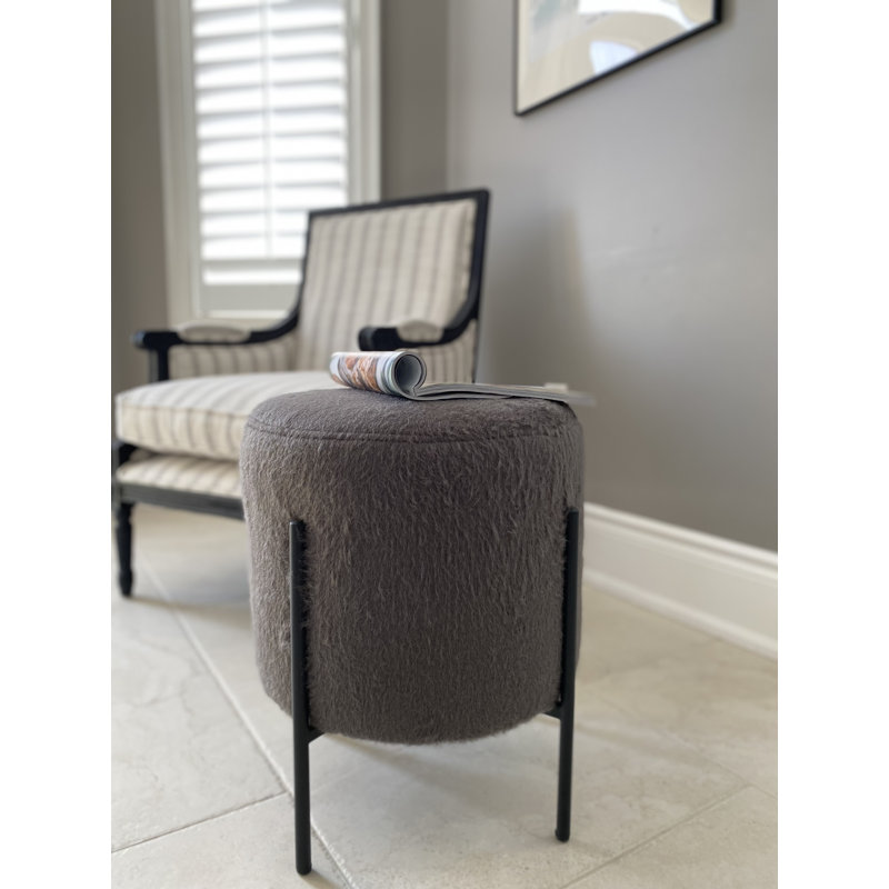 SEAT4U Emmabella Polyester Fabric Upholstered Pouf Ottoman, Gray
