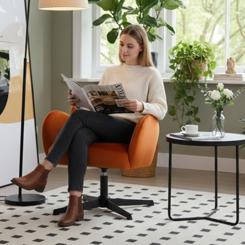 Ahmare Upholstered Swivel Armchair, Multi-coloured, Velvet