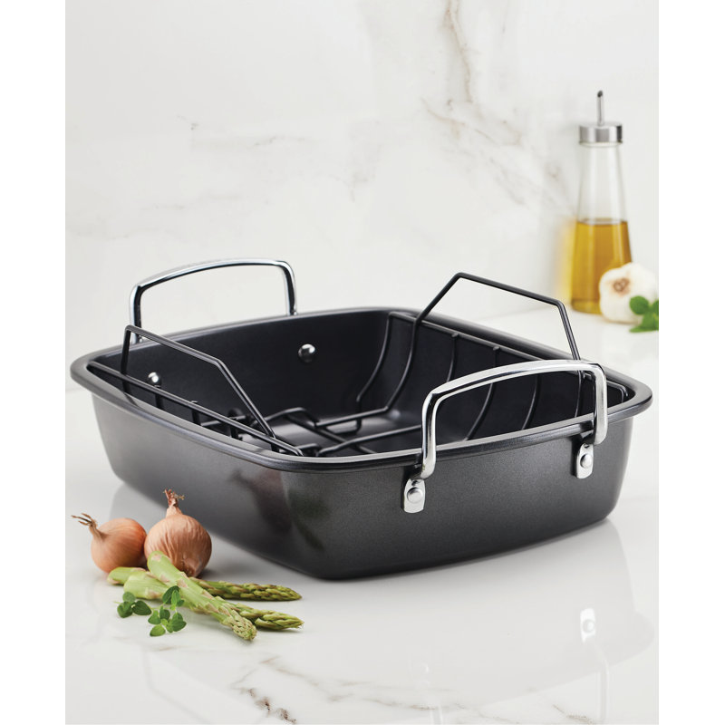 Circulon Ultra-Lasting Nonstick Roaster / Roasting Pan With Easy Serve Rack, 17 Inch X 13 Inch, Black