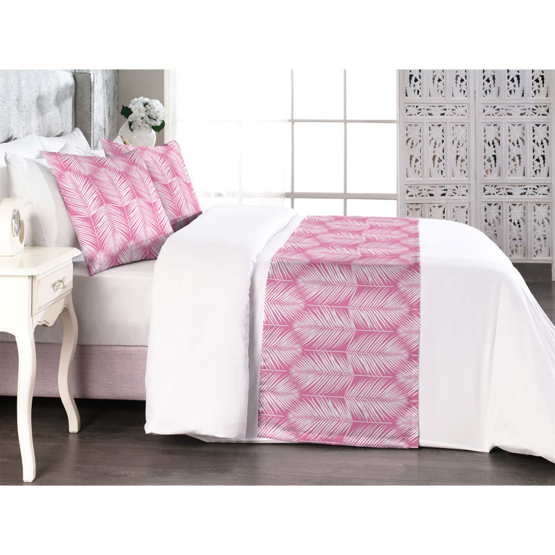  Ensemble de chemin de lit en satin, Très grand lit, Rose et blanc